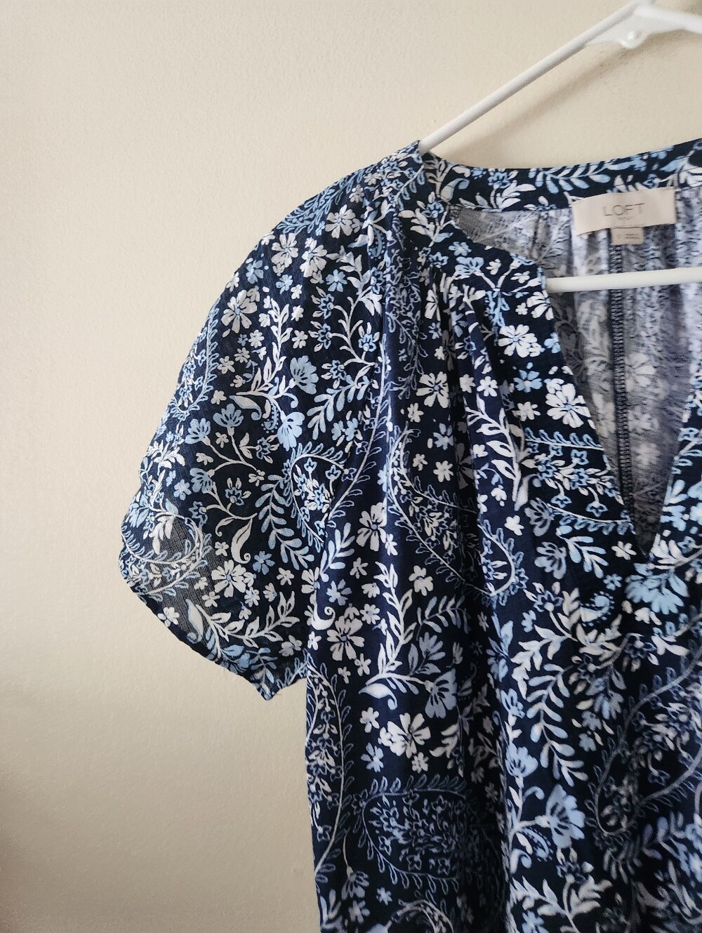 Loft Blue Floral Ruffled Top - Picture 3 of 7